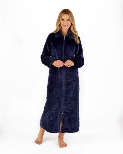 Fleece zip-up bathrobe, grey-mauve, Anne Weyburn | La Redoute