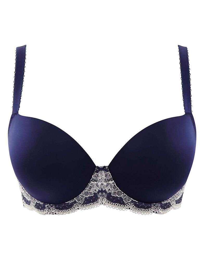 Panache Clara Full Cup Bra Underwired Non-Padded Bras Lingerie Navy/Pearl  at  Women's Clothing store