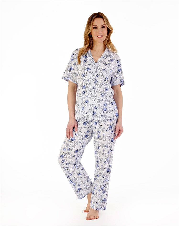 Slenderella Modern Floral Tailored Jersey Pyjama Set PJ88133 – Calon Cariad