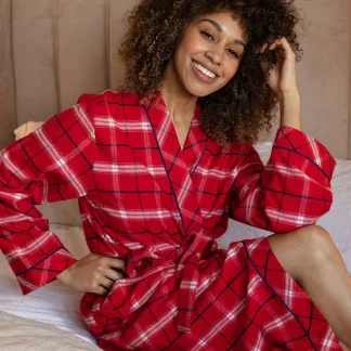 Cyberjammies Noél Womens Super Cosy Check Long Dressing Gown