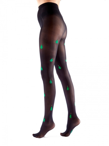 Pretty Polly All Over Christmas Tree Opaque Tights - Image 2