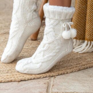 Pour Moi Cosy Cable Knit Lined Slipper Sock