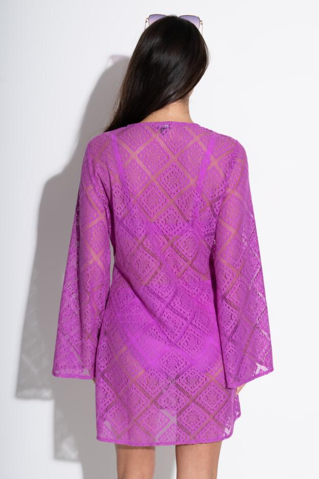 Pour Moi Crochet Lace Long Sleeve Beach Cover Up - Image 11