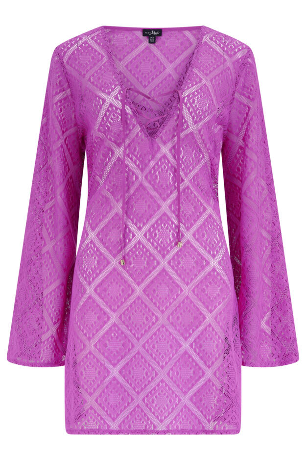 Pour Moi Crochet Lace Long Sleeve Beach Cover Up - Image 12