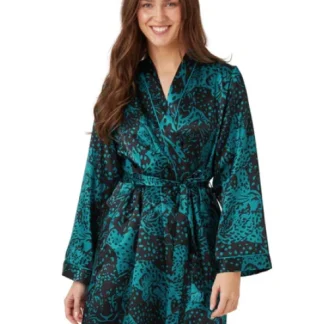 Indigo Sky Satin Hot Cheetah Print Wrap