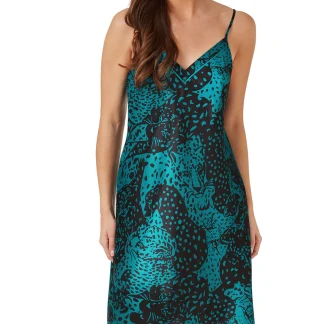 Indigo Sky Satin Hot Cheetah Print Strappy Chemise
