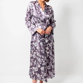 Marlon Satin Bird Print Robe