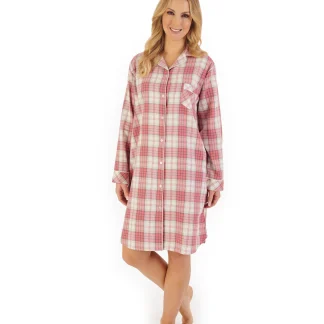 Slenderella Brushed Check Woven Cotton Nightshirt NS06205