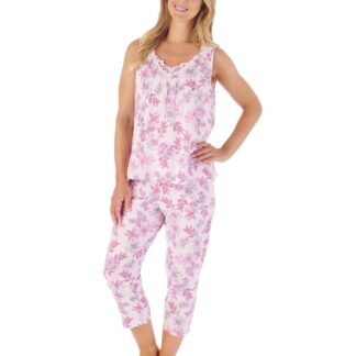 Slenderella Floral Jersey Sleeveless Cropped Pyjamas PJ5113