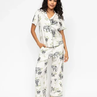 Cyberjammies Eloise Elephant Print Wide Leg Pyjama Set