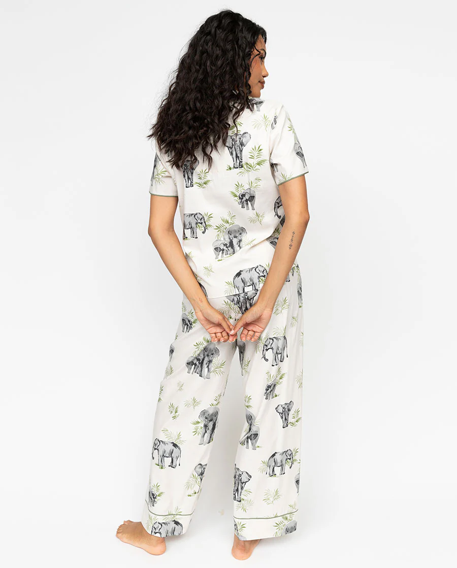 Cyberjammies Eloise Elephant Print Wide Leg Pyjama Set - Image 3