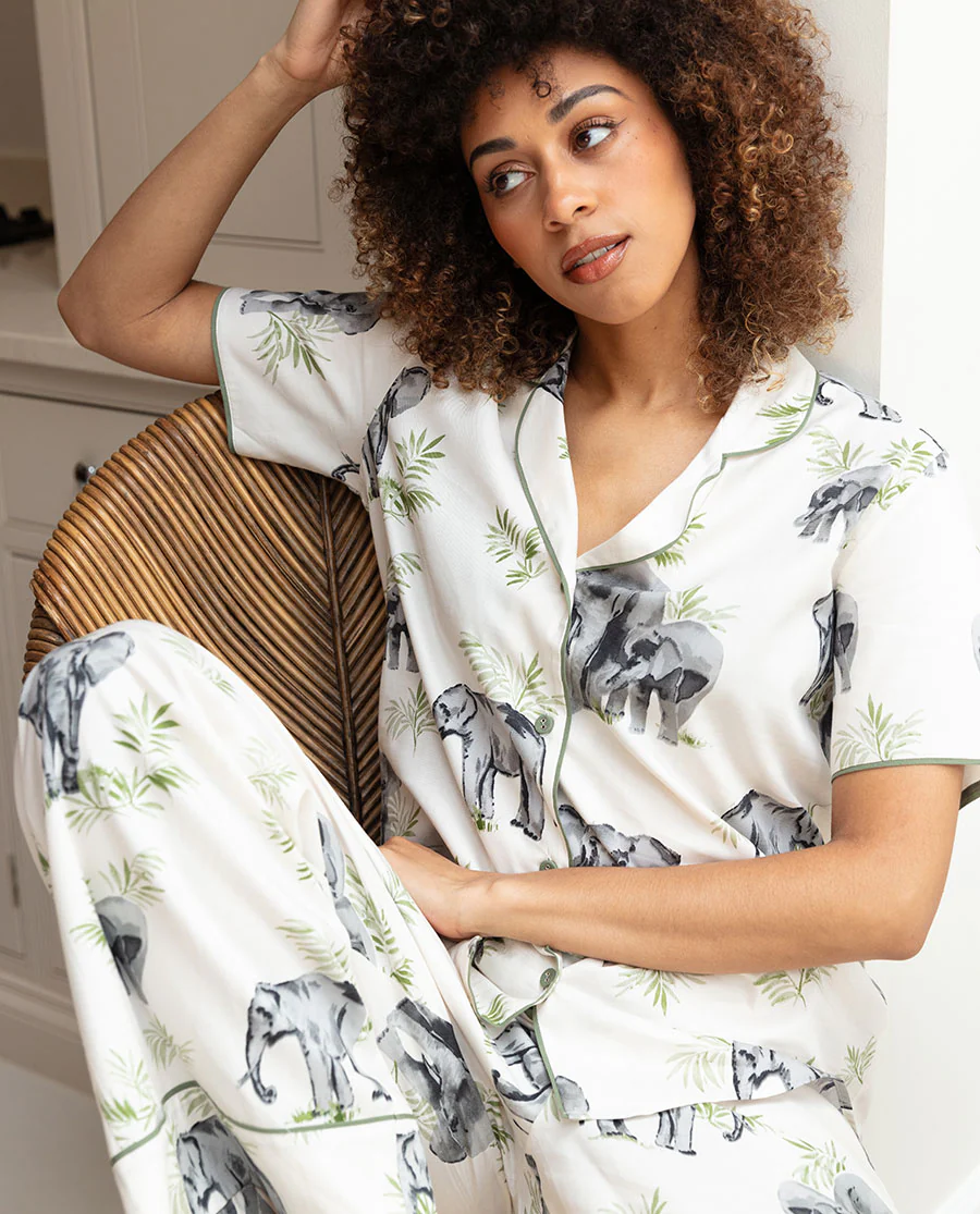 Cyberjammies Eloise Elephant Print Wide Leg Pyjama Set - Image 5