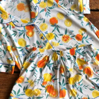 Indigo Sky Fresh & Fruity Soft Jersey Revere Shorts Pyjama Set