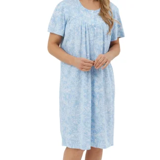 Marlon Linear Floral Pure Cotton Jersey Short Sleeve Nightdress