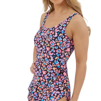 Oyster Bay Bold Leopard Front Skirted Swimsuit