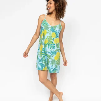 Cyberjammies Paige Pineapple Printed Jersey Strappy Short Nightdress