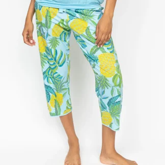 Cyberjammies Paige Pineapple Printed Jersey Cropped Pyjama Bottoms