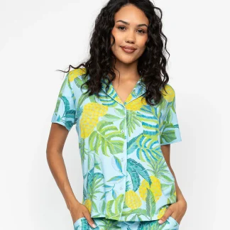 Cyberjammies Paige Pineapple Printed Jersey Pyjama Top