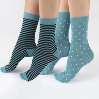 Pretty Polly Stripe Spot Mix Bamboo Socks 2 Pair Pack