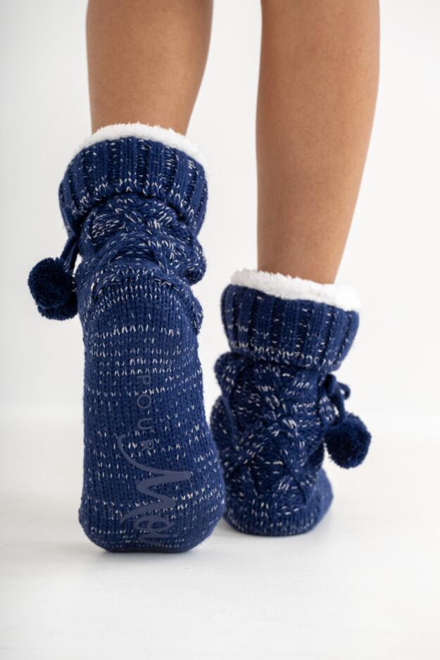 Pour Moi Cosy Cable Knit Lined Slipper Sock - Image 5