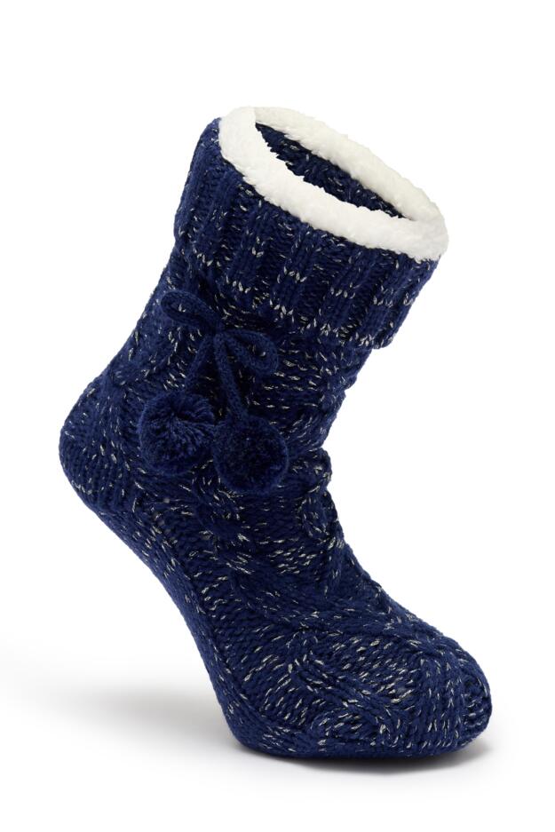 Pour Moi Cosy Cable Knit Lined Slipper Sock - Image 7