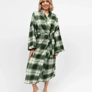Cyberjammies Fern Brushed Cotton Check Dressing Gown