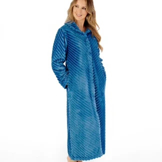 Slenderella Supersoft Rib Fleece Button Through Housecoat HC08301