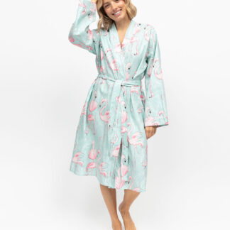 Cyberjammies Francesca Flamingo Print Short Dressing Gown