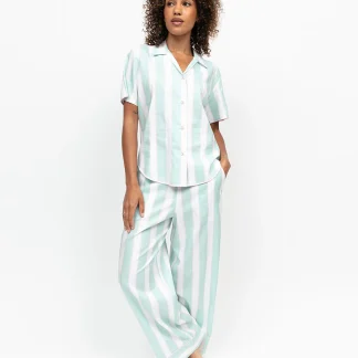 Cyberjammies Francesca Printed Stripe Wide Leg Pyjama Set