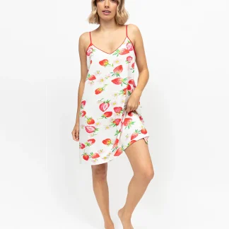 Cyberjammies Pippa Strawberry Printed Jersey Strappy Short Nightdress