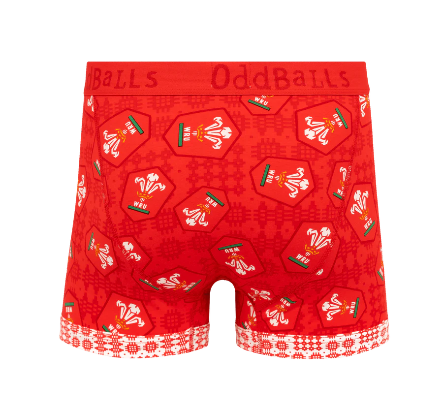Oddballs Welsh Rugby Union Home 25 Mens Cotton Boxer Shorts - Image 3