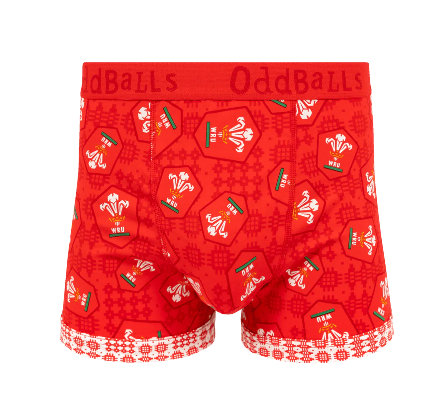 Oddballs Welsh Rugby Union Home 25 Mens Cotton Boxer Shorts