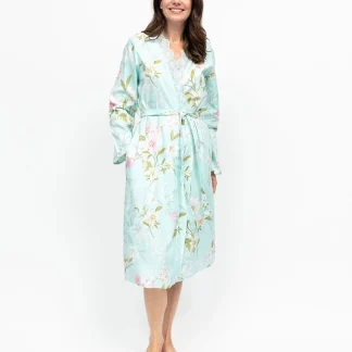 Cyberjammies Juliette Lace Detail Floral Print Midi Dressing Gown