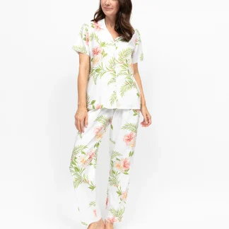 Cyberjammies Aimee Lace Trim Floral Print Pyjama Set